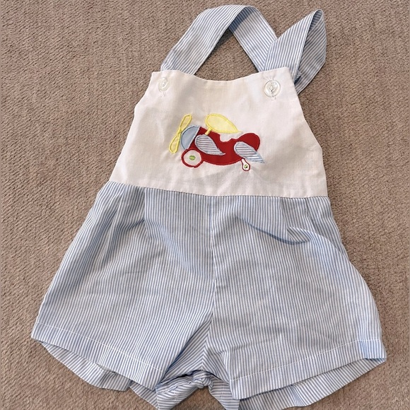 Cuties by Judy Other - Vintage Cuties by Judy Baby Romper 0 to 6 Months Airplane Pinstripe